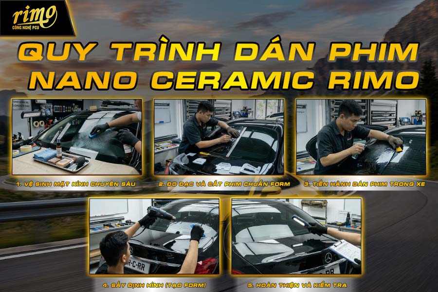Quy tr&igrave;nh d&aacute;n phim c&aacute;ch nhiệt Nano Ceramic Rimo