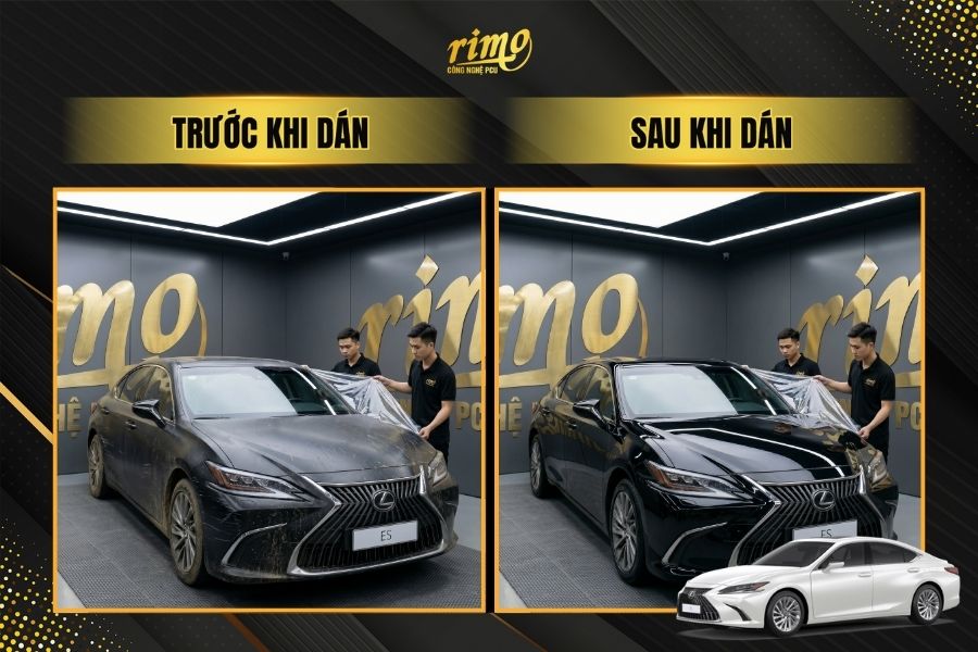 So s&aacute;nh trước v&agrave; sau khi d&aacute;n PPF Rimo cho xe Lexus ES