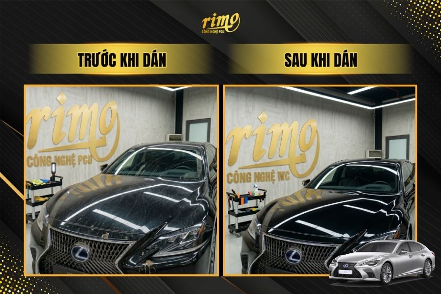 So s&aacute;nh trước v&agrave; sau khi d&aacute;n PPF Rimo cho xe Lexus LS