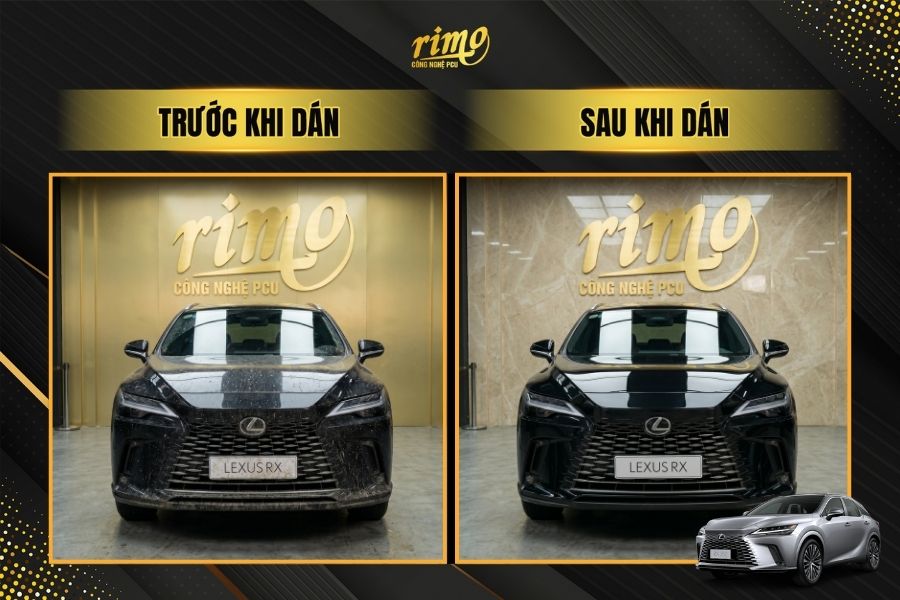 Trước v&agrave; sau khi d&aacute;n PPF Rimo cho xe Lexus RX