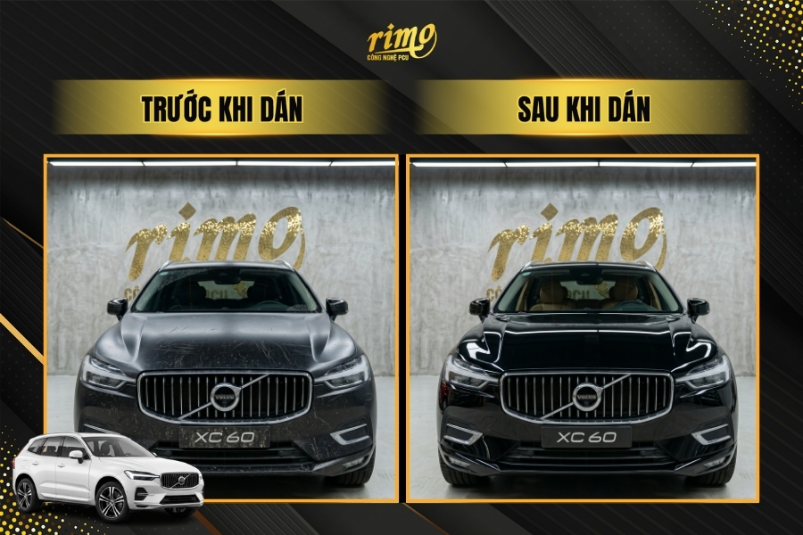 Trước v&agrave; sau khi d&aacute;n PPF Rimo cho xe Volvo XC60
