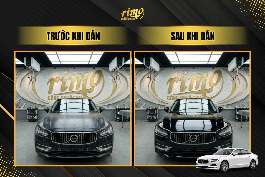 So s&aacute;nh trước v&agrave; sau khi d&aacute;n PPF Rimo cho xe Volvo S90