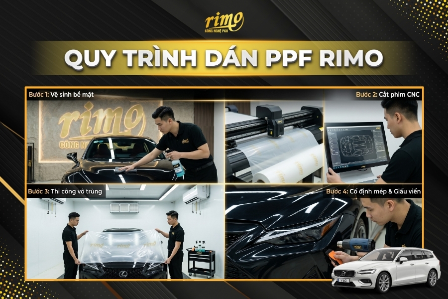 Quy tr&igrave;nh d&aacute;n PPF Rimo cho xe Volvo V60 chuẩn quốc tế