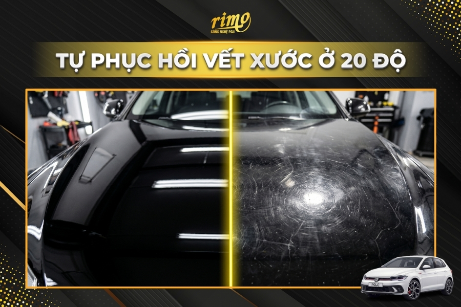 D&aacute;n PPF cho xe Volkswagen Polo tự phục hồi vết xước ở 20 độ
