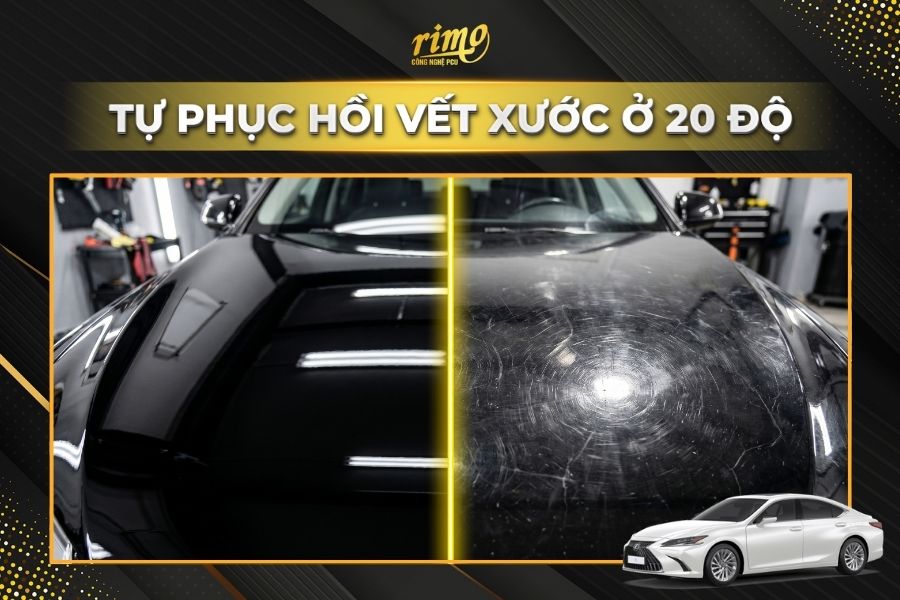 Khả năng tự phục hồi vết xước ở 20 độ C khi d&aacute;n PPF Rimo cho xe Lexus ES