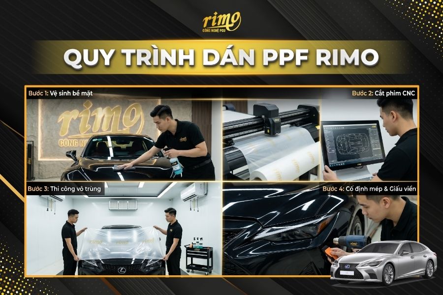 Quy tr&igrave;nh thi c&ocirc;ng d&aacute;n PPF Rimo cho xe Lexus LS