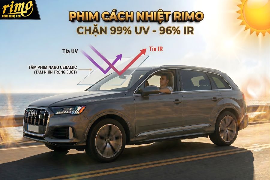 Phim c&aacute;ch nhiệt Rimo cản 99% tia UV, 96% tia hồng ngoại