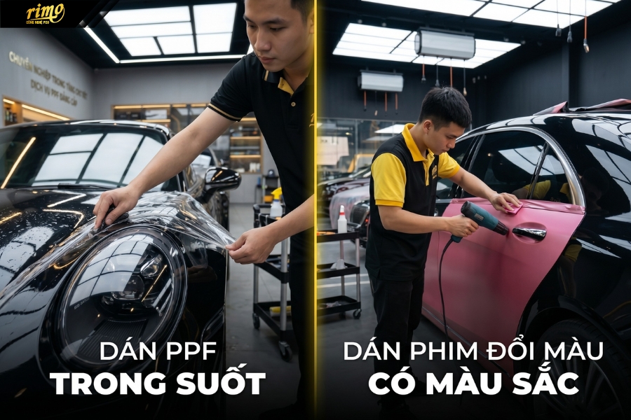So s&aacute;nh d&aacute;n PPF &ocirc; t&ocirc; v&agrave; phim đổi m&agrave;u về độ thẩm mỹ