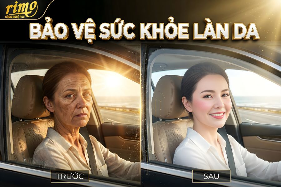 Phim c&aacute;ch nhiệt Rimo bảo vệ sức khỏe v&agrave; l&agrave;n da của người ngồi trong xe