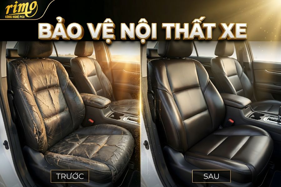 Phim c&aacute;ch nhiệt Rimo bảo vệ nội thất xe khỏi bạc m&agrave;u, nứt nẻ