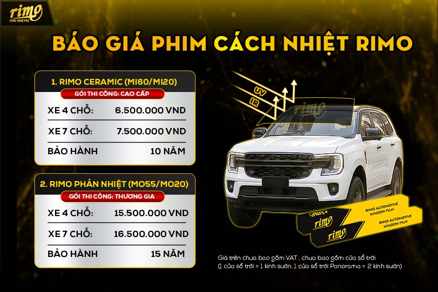 Gi&aacute;, chế độ bảo h&agrave;nh phim phản xạ nhiệt Rimo