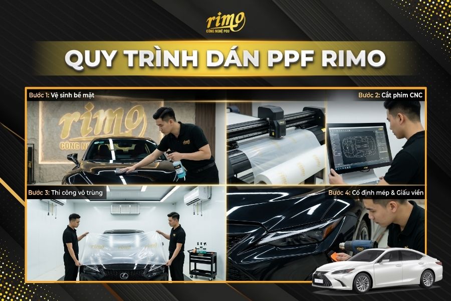 Quy tr&igrave;nh thi c&ocirc;ng d&aacute;n PPF Rimo cho xe Lexus ES chuy&ecirc;n nghiệp tại hệ thống