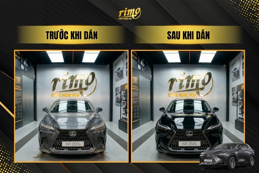 So s&aacute;nh trước v&agrave; sau khi d&aacute;n PPF Rimo cho xe Lexus NX