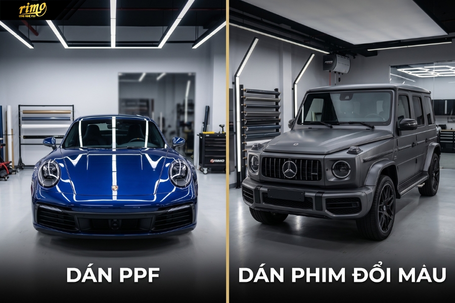 So s&aacute;nh d&aacute;n PPF &ocirc; t&ocirc; v&agrave; phim đổi m&agrave;u về chi ph&iacute; thi c&ocirc;ng