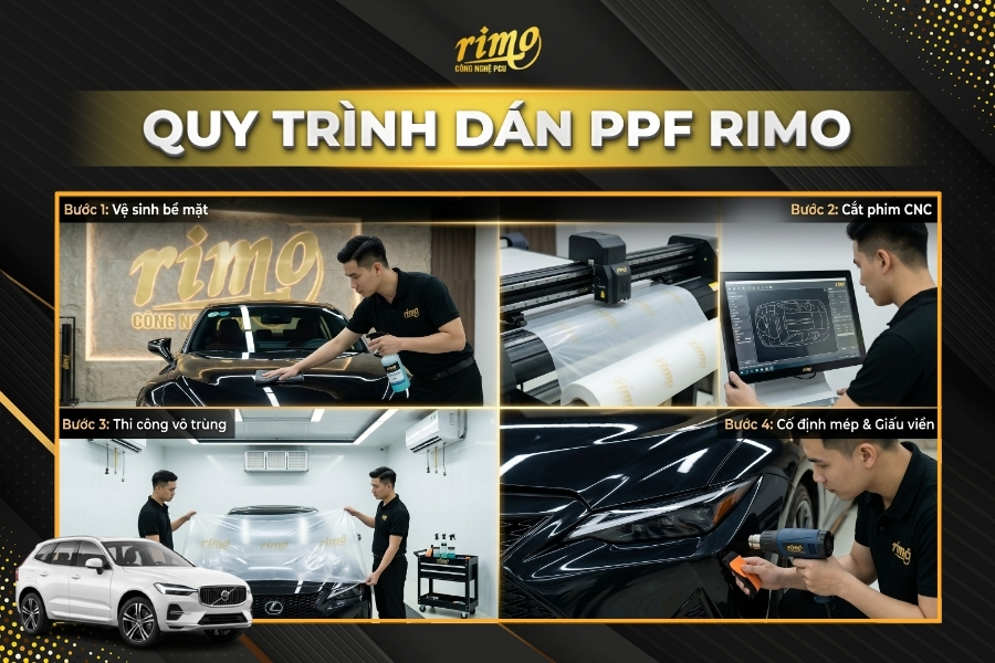 Quy tr&igrave;nh 4 bước chuẩn quốc tế d&aacute;n PPF Rimo cho xe Volvo XC60