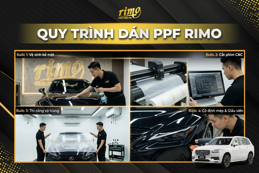 Quy tr&igrave;nh 4 bước chuẩn quốc tế d&aacute;n PPF Rimo cho xe Volvo XC90