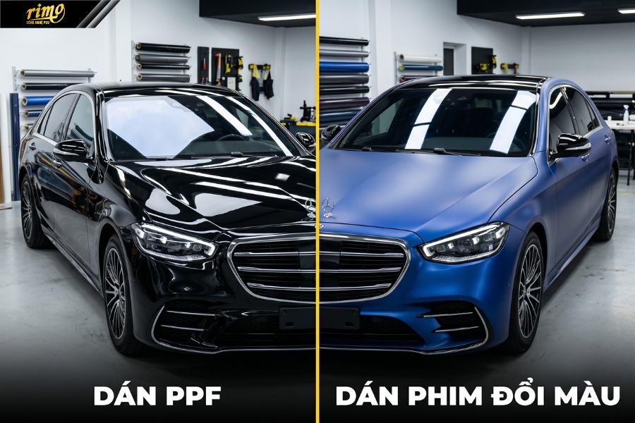 So s&aacute;nh d&aacute;n PPF &ocirc; t&ocirc; v&agrave; phim đổi m&agrave;u cho thấy n&ecirc;n chọn d&aacute;n PPF