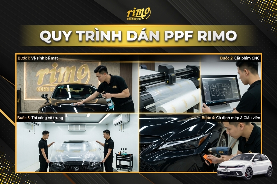 Quy tr&igrave;nh d&aacute;n PPF cho xe Volkswagen Polo chuẩn quốc tế tại Rimo