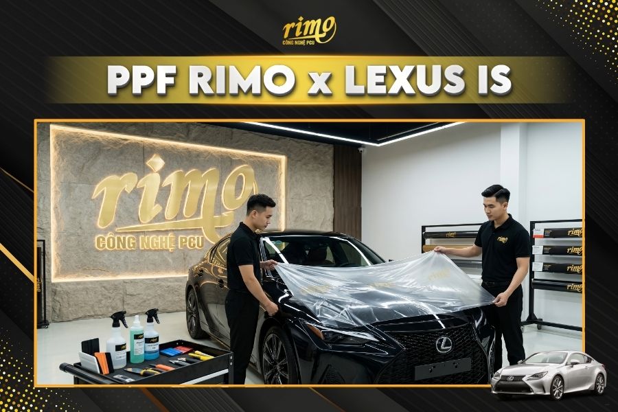 Thi c&ocirc;ng d&aacute;n PPF Rimo cho xe Lexus IS tại showroom chuy&ecirc;n nghiệp