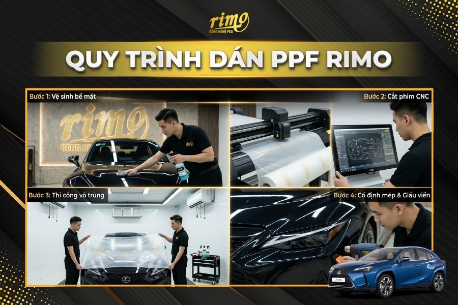 Quy tr&igrave;nh thi c&ocirc;ng d&aacute;n PPF Rimo cho xe Lexus UX chuẩn quốc tế