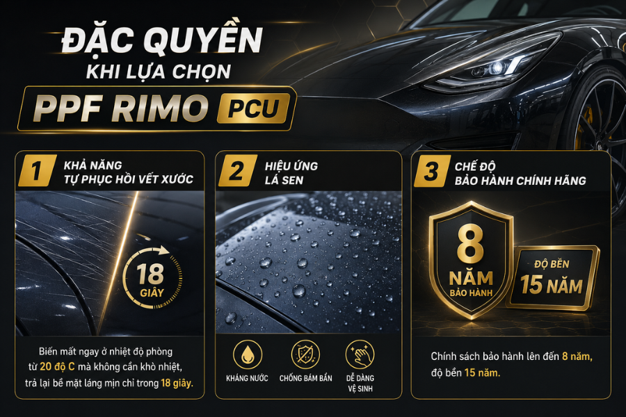 Đặc quyền khi lựa chọn dán PPF RIMO PCU Đặc quyền khi lựa chọn dán PPF RIMO PCU