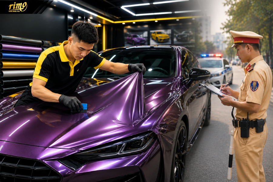 D&aacute;n wrap xe &ocirc; t&ocirc; c&oacute; bị phạt kh&ocirc;ng?