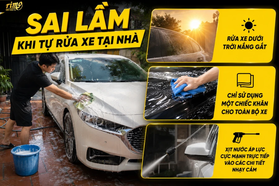 Chủ xe lưu ý các sai lầm tai hại khi tự rửa xe ô tô tại nhà Chủ xe lưu ý các sai lầm tai hại khi tự rửa xe ô tô tại nhà